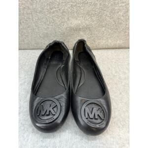 Michael Kors Lindsay Ballet All Black Leather Flats Blackout US 7.5 - EU 37